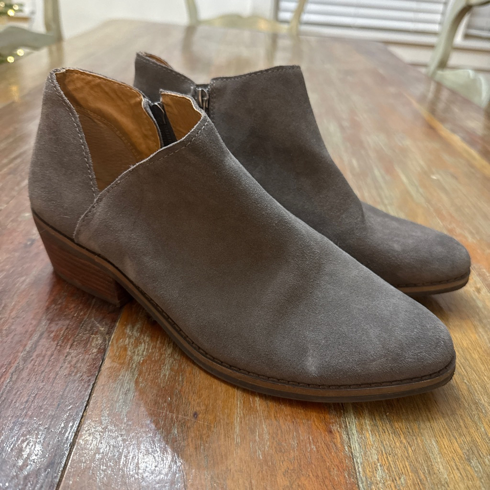 Lucky Brand Gray Suede Ankle Booties Size 10